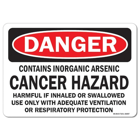 Signmission Safety Sign, OSHA Danger, 3.5" Height, 5" Width, Arsenic Cancer Hazard, Landscape OS-DS-D-35-L-19267